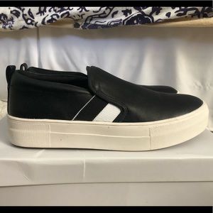 Steve Madden Black Leather Slip On Sneakers